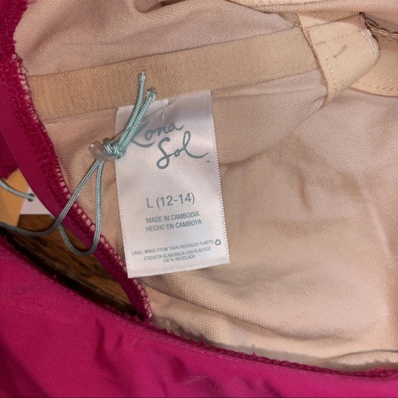 Kona Sol‎ Woman Large Swimsuit High Waisted One Piece Hot Pink Beach Sexy NWT - Picture 8 of 13